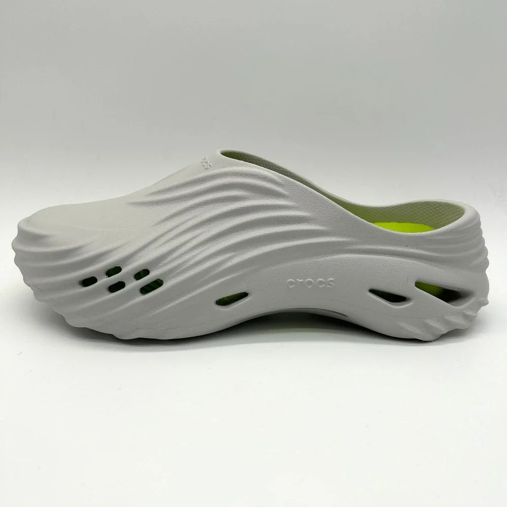 Crocs Echo Wave Clogs Mens 11 Atmosphere Grey Lime Slip On Shoes Slides Sandals